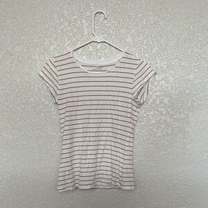 Universal Thread White and Brown Striped Tee